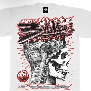 NWT EVIL VICE NAIL HEAD TEE (WHITE) X-Ray Skull cotton Boxy Fit 2XL Red Tag usa